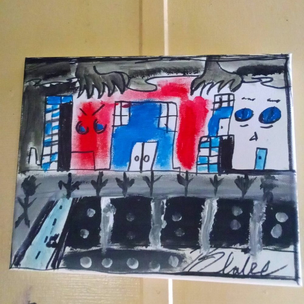 Acrylic Painting 'Hellscape Hallucinate' on Stretched Canvas